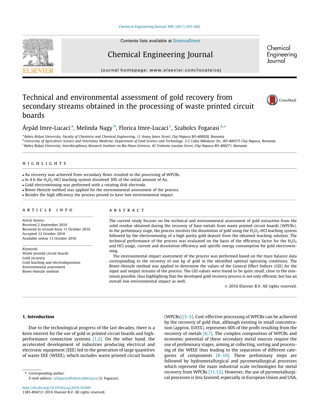 First page of Technical and environmental assessment o