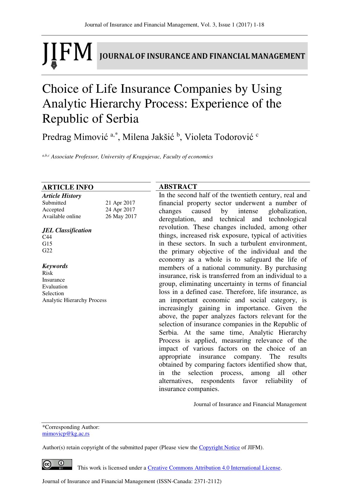 First page of Choice of Life Insurance Companies by Us