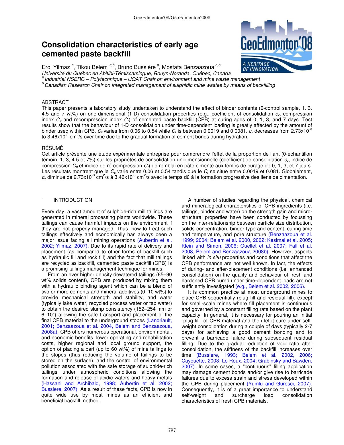 First page of Consolidation characteristics of early a