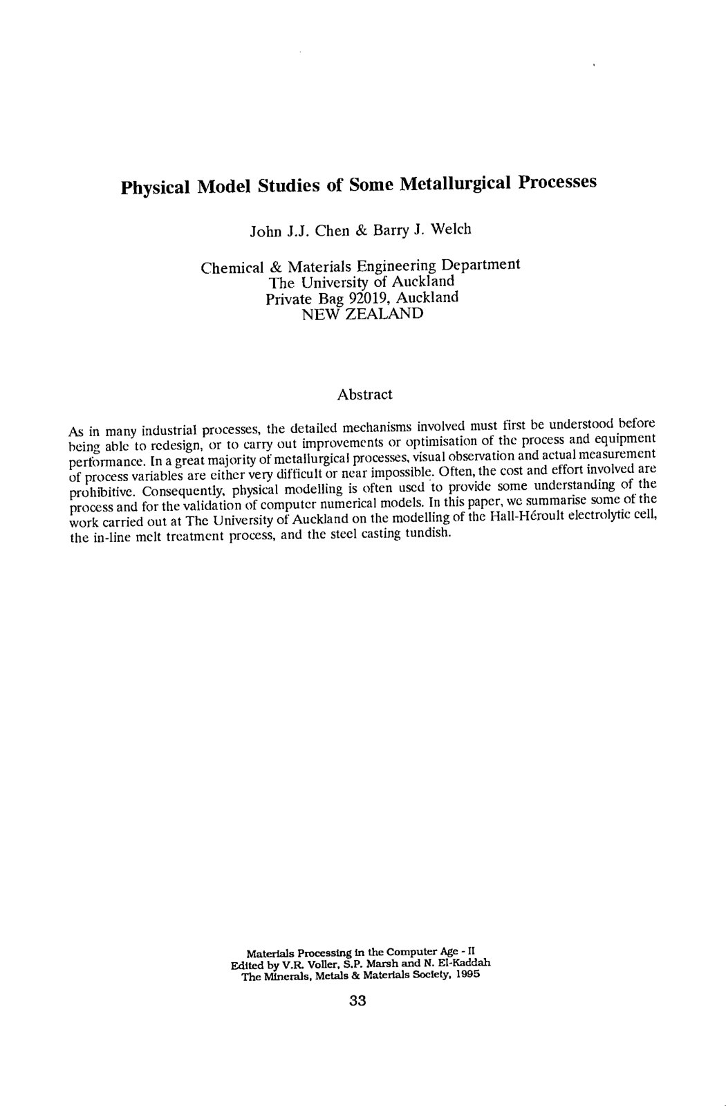 First page of Physical Model Studies of Some Metallurgical Processes