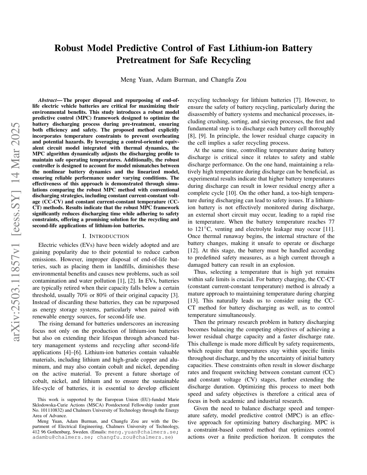 First page of 2025   Yuan   Safe Battery Pretreatment for Recycling