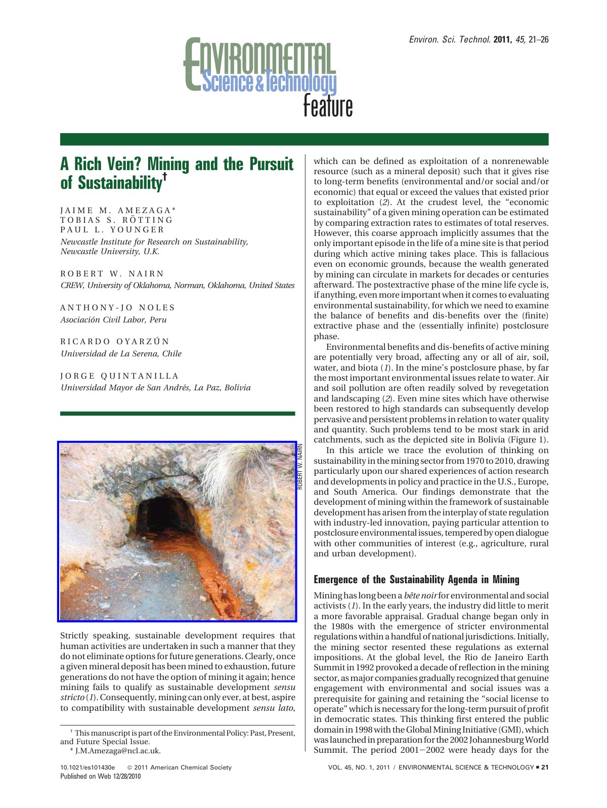 First page of A Rich Vein Mining and the Pursuit of Su