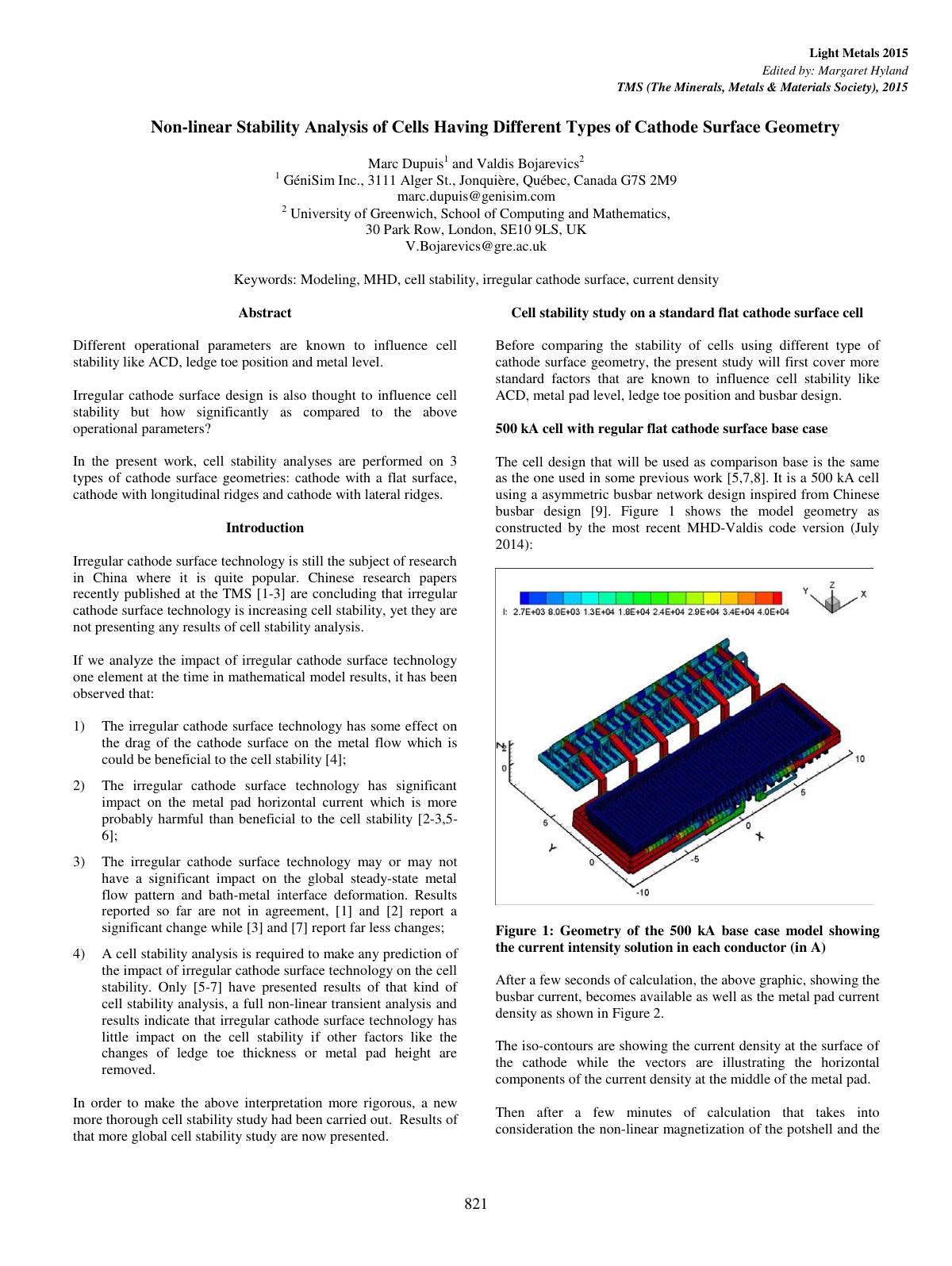First page of Non-linear 6tability $nalysis of &ells +aving 'ifferent 7ypes of &athode 6urface *eometry