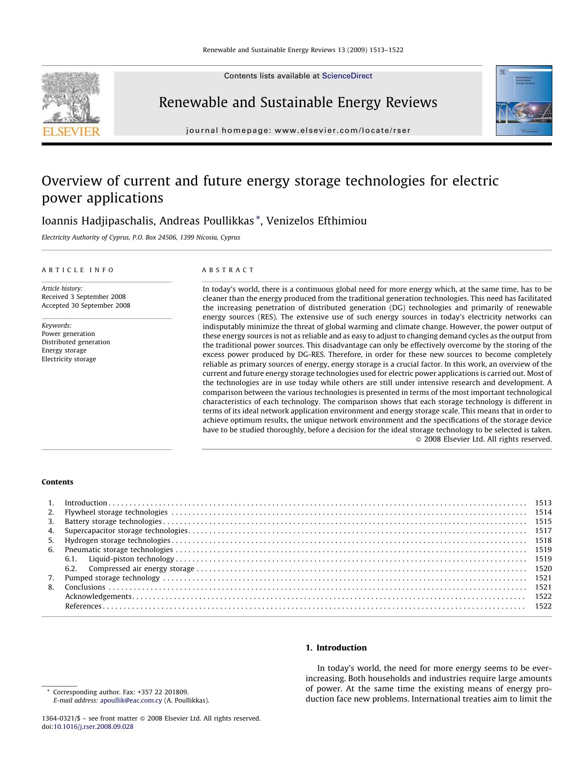 First page of Overview of current and future energy st
