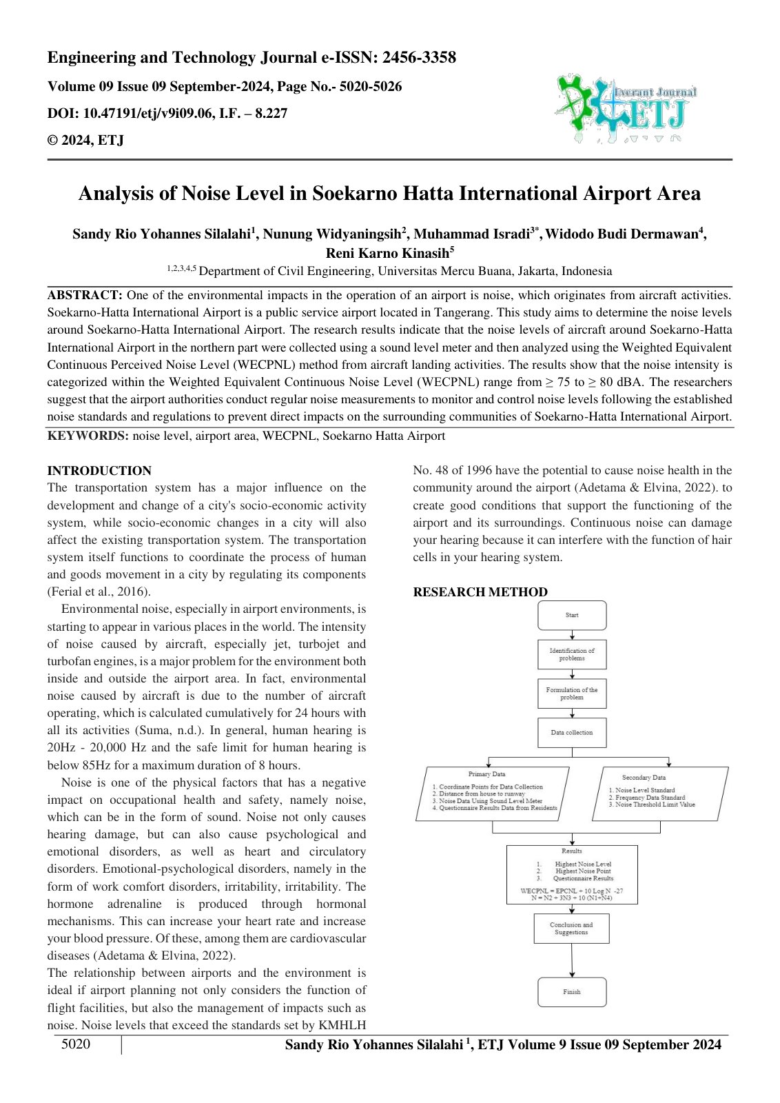 First page of Analysis of Noise Level in Soekarno Hatta International Airport Area 