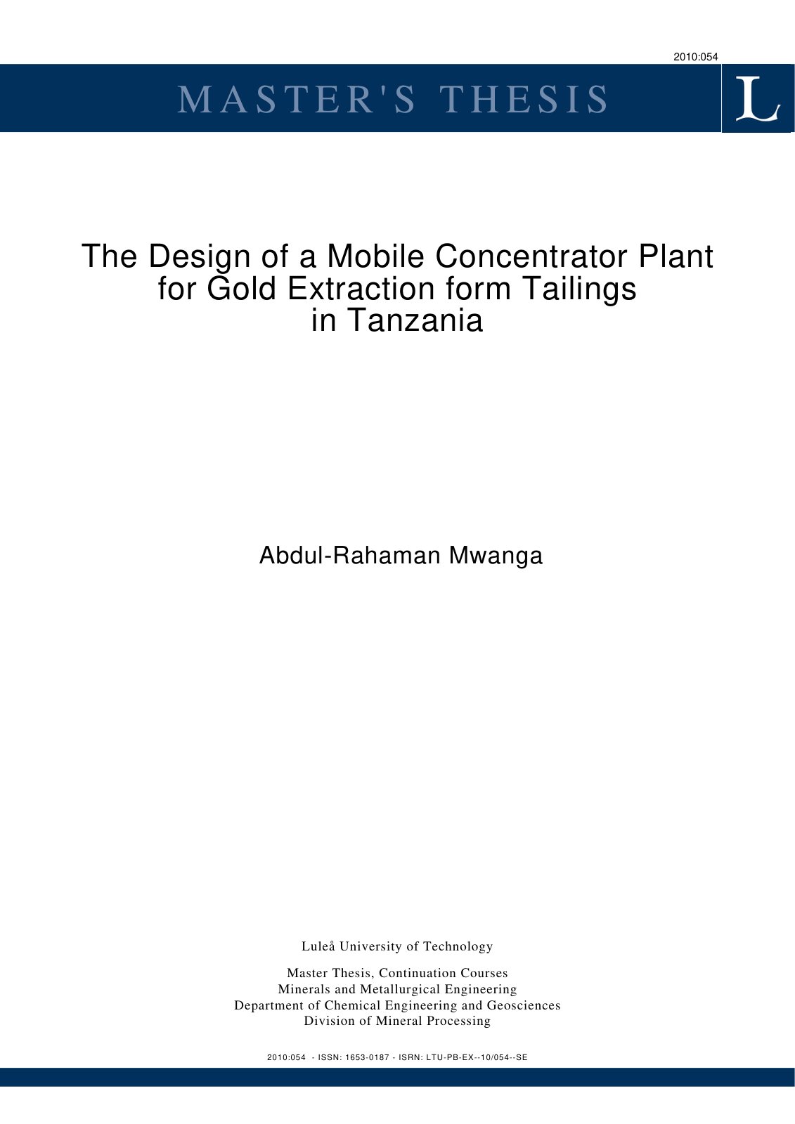 First page of The design of a mobile concentrator plan