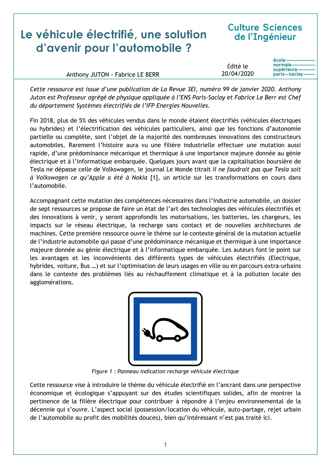 First page of vehicule electrifie (1)