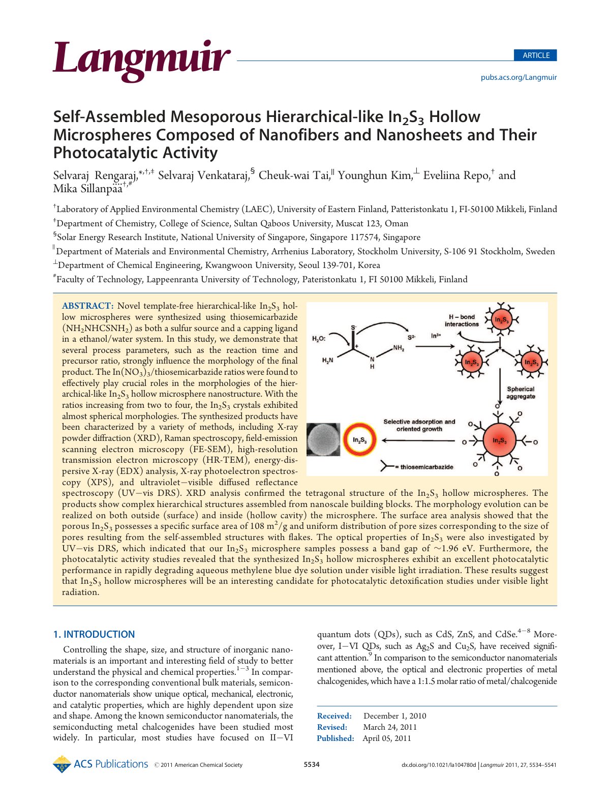 First page of Self Assembled Mesoporous Hierarchical l