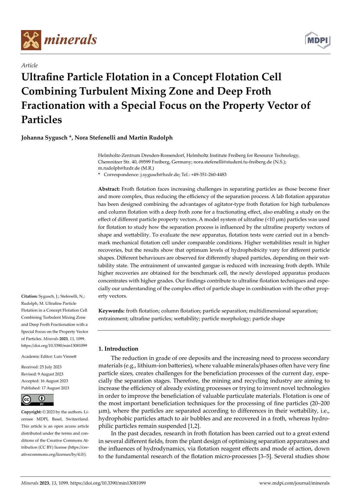 First page of Type of the Paper (Article