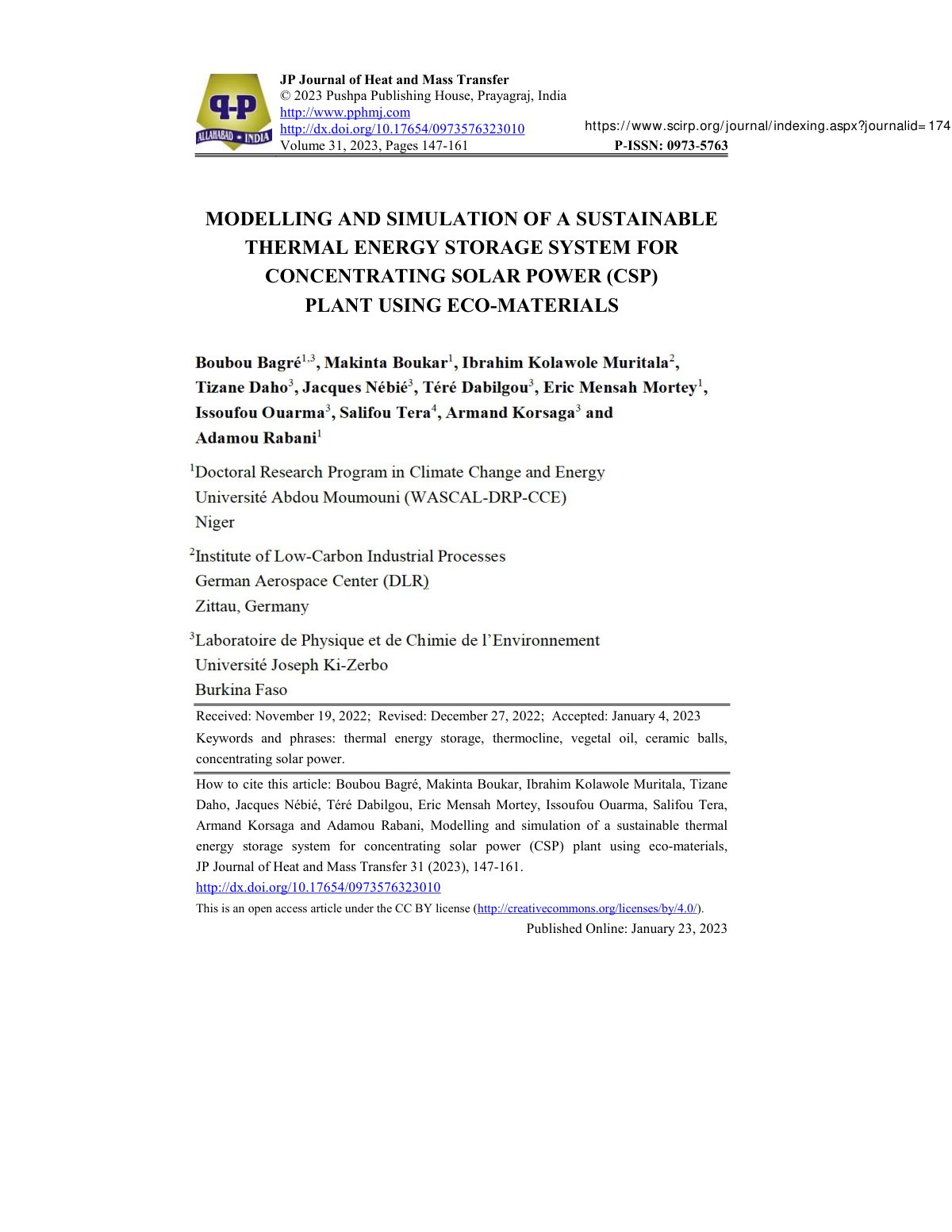 First page of Modelling and simulation of a sustainabl