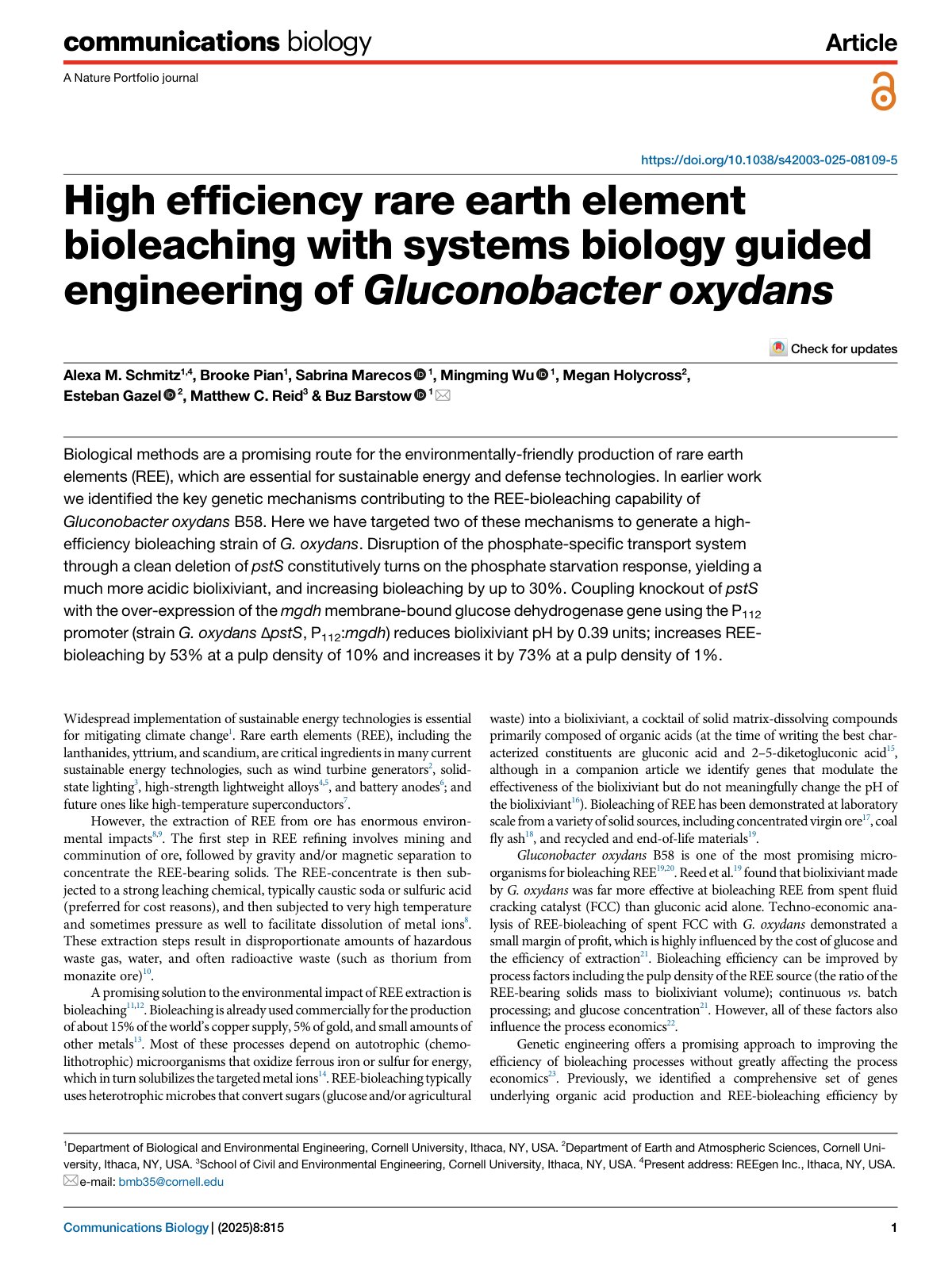First page of 2025   Schmitz   Engineered bioleaching of rare earth elements