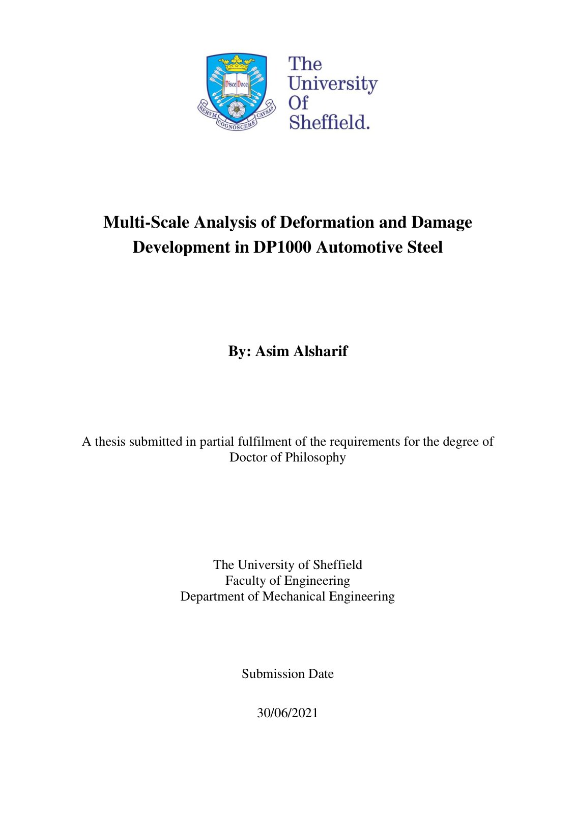 First page of Multi-Scale Analysis of Deformation and Damage Development in DP1000 Automotive Steel