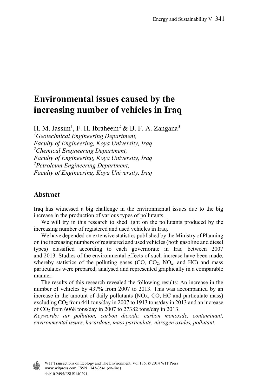 First page of Environmental issues caused by the incre