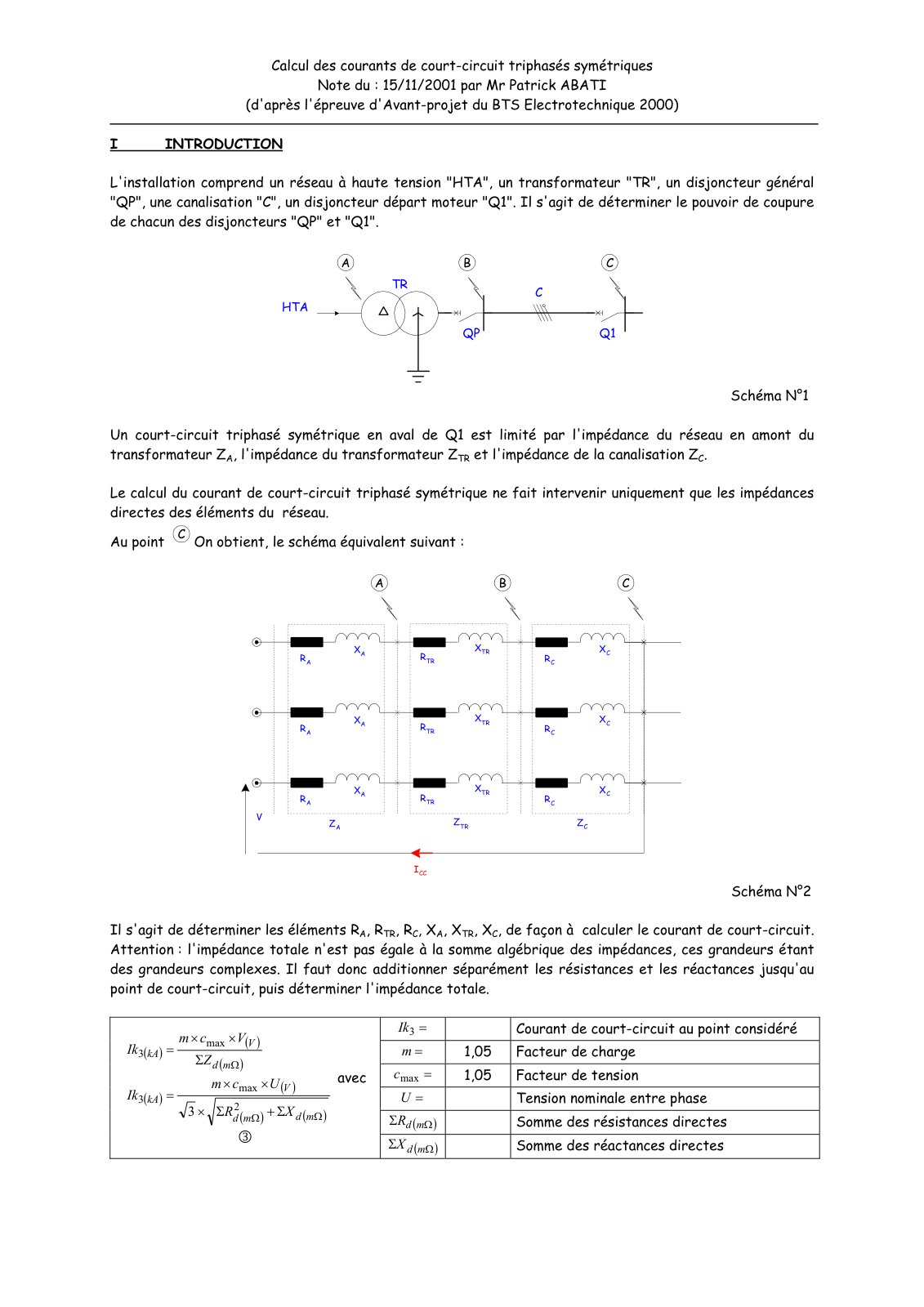 First page of calcul courants cc