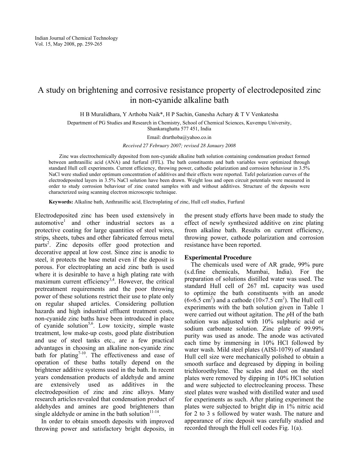 First page of A study on brightening and corrosive res