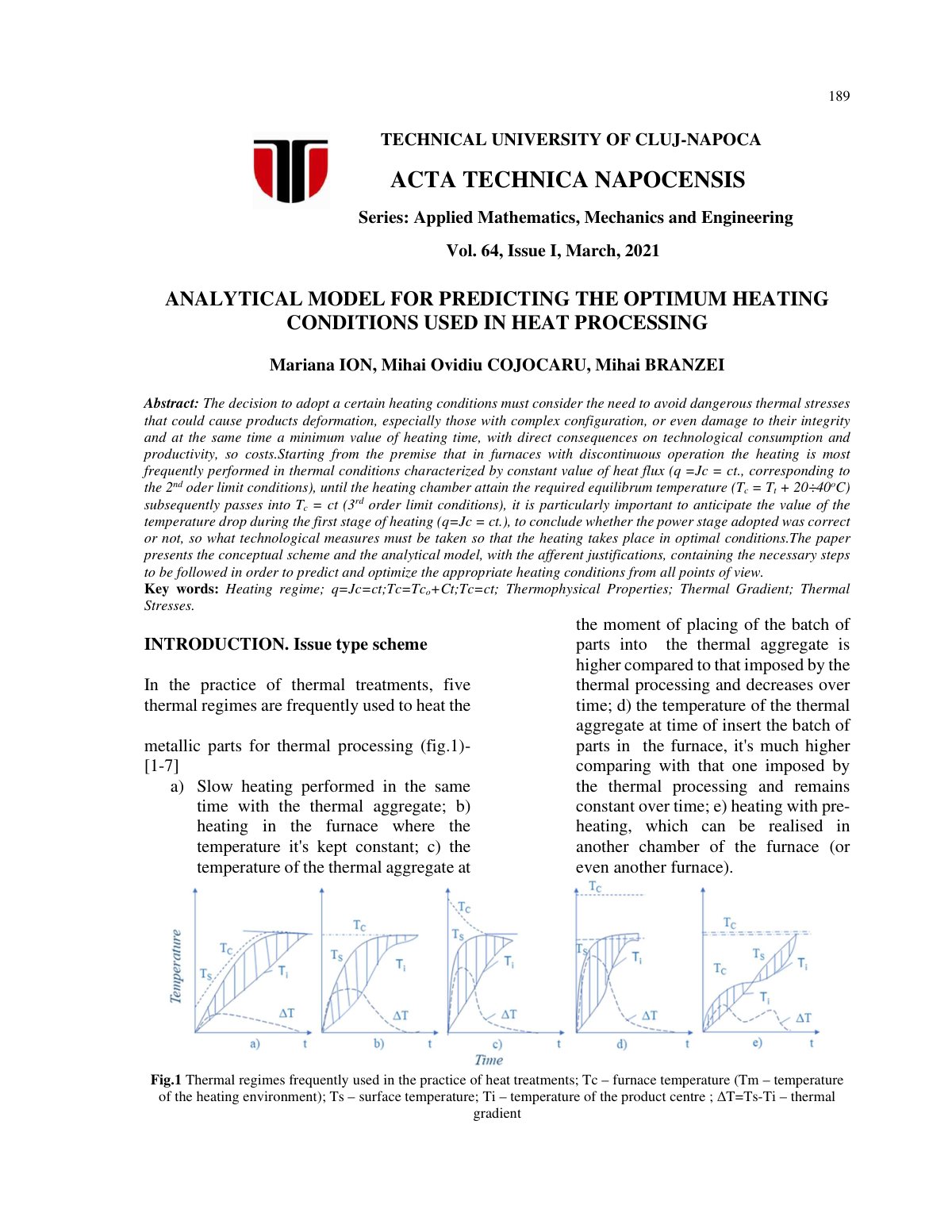 First page of Analytical Model for Predicting the Opti