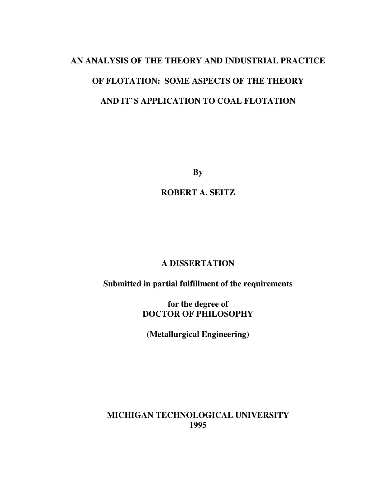 First page of Coal Flotation