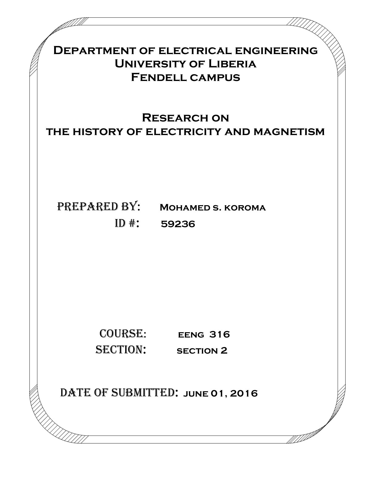 First page of Research on the history of electricity and magnetism