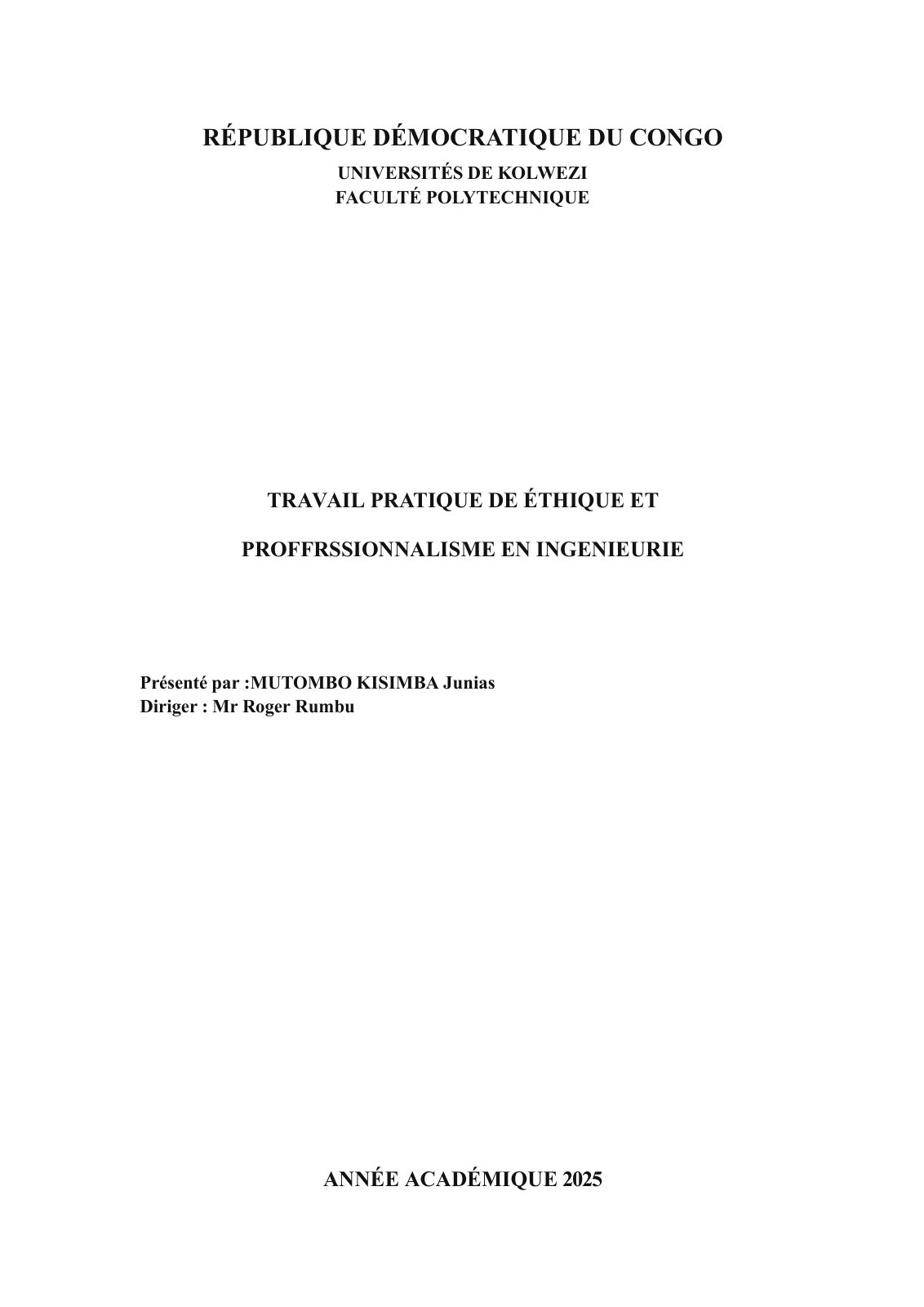 First page of TP 2 Junias Kisimba