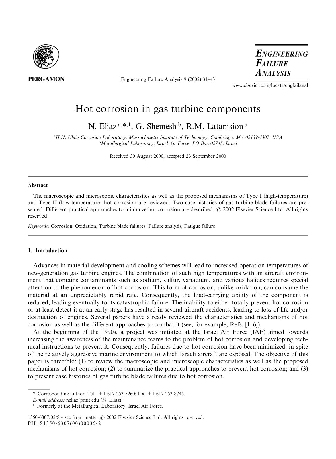 First page of Hot corrosion in gas turbine components