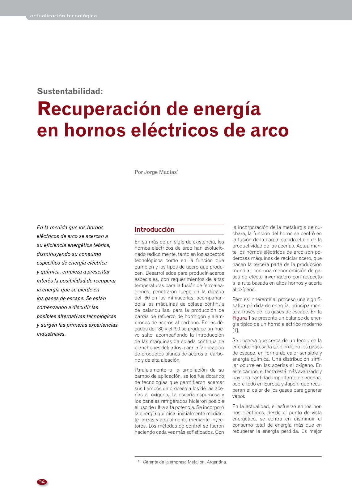 First page of Recuperacion de energia en hornos electr