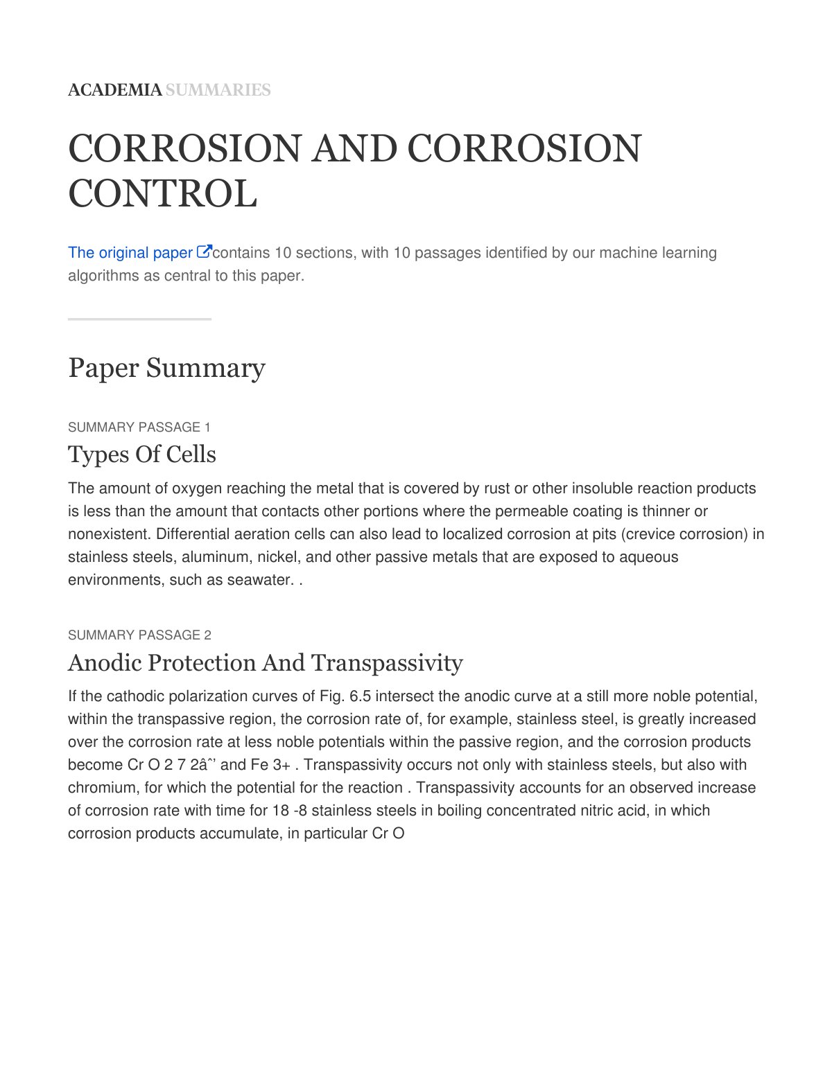 First page of Corrosion and Corrosion Control