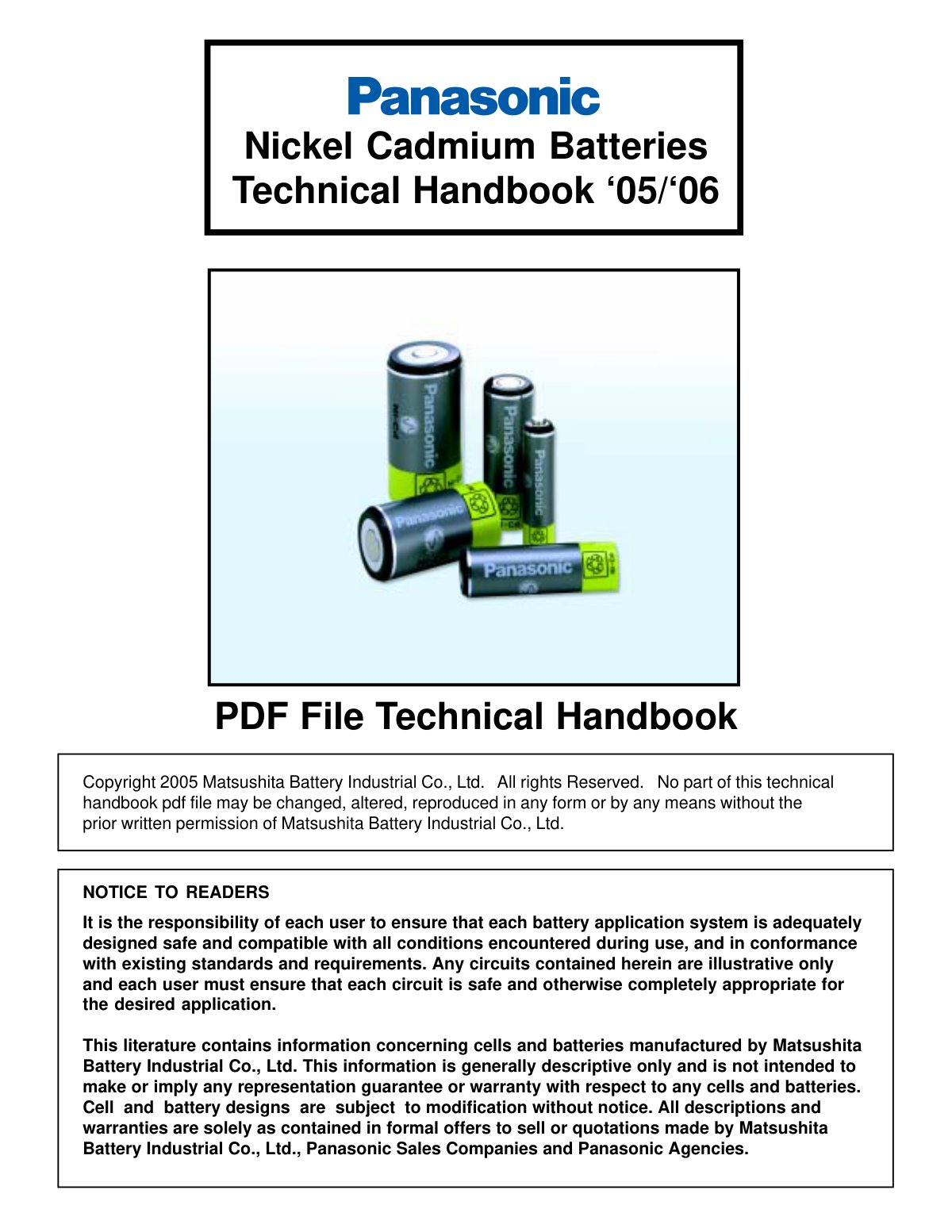 First page of panasonic nicd handbook