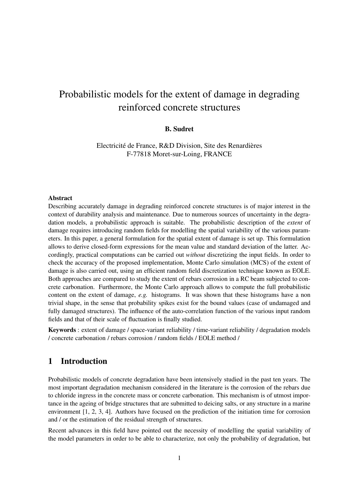 First page of Probabilistic models for the extent of d