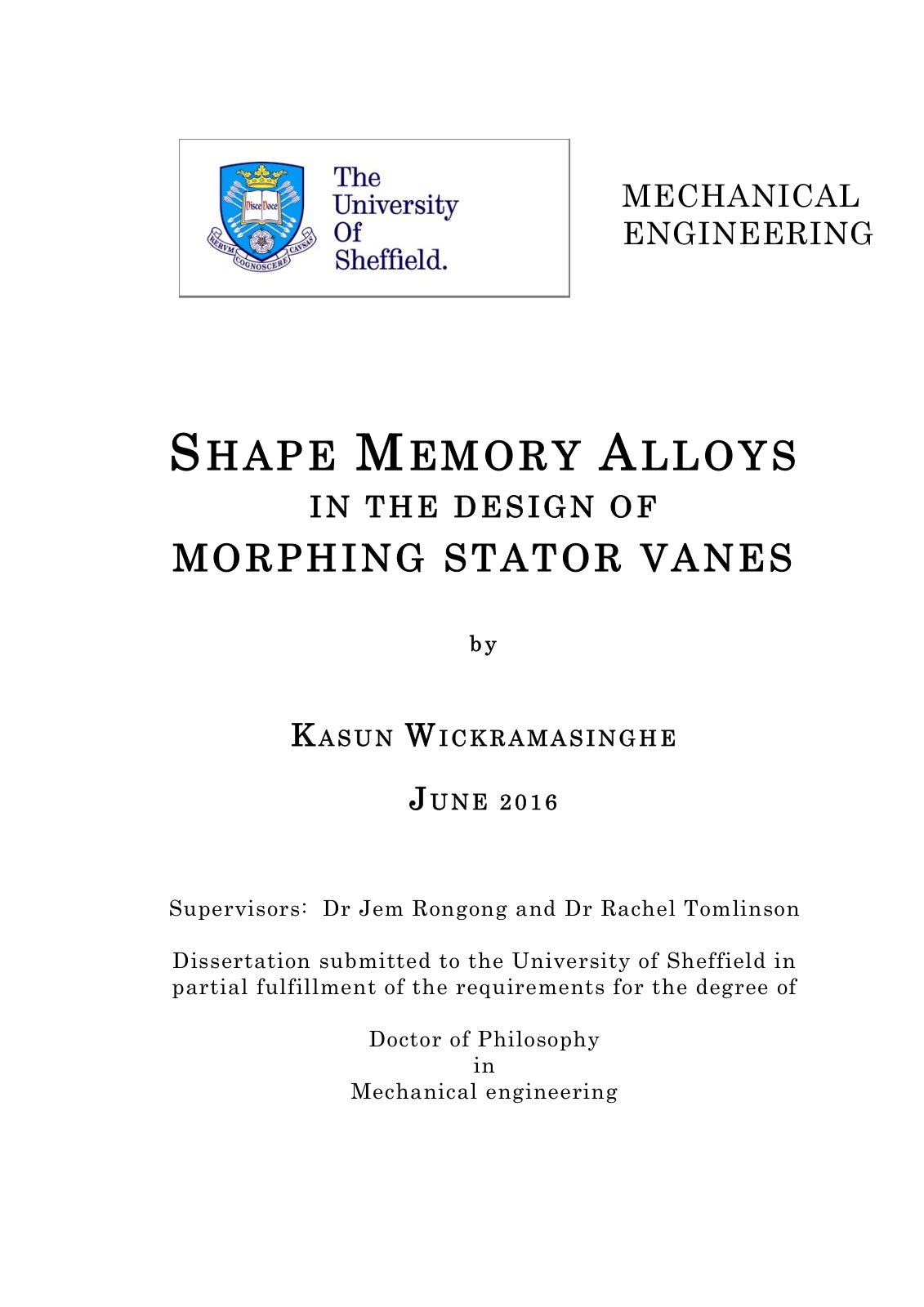 First page of SHAPE MEMORY ALLOYS IN THE DESIGN OF MORPHING STATOR VANES