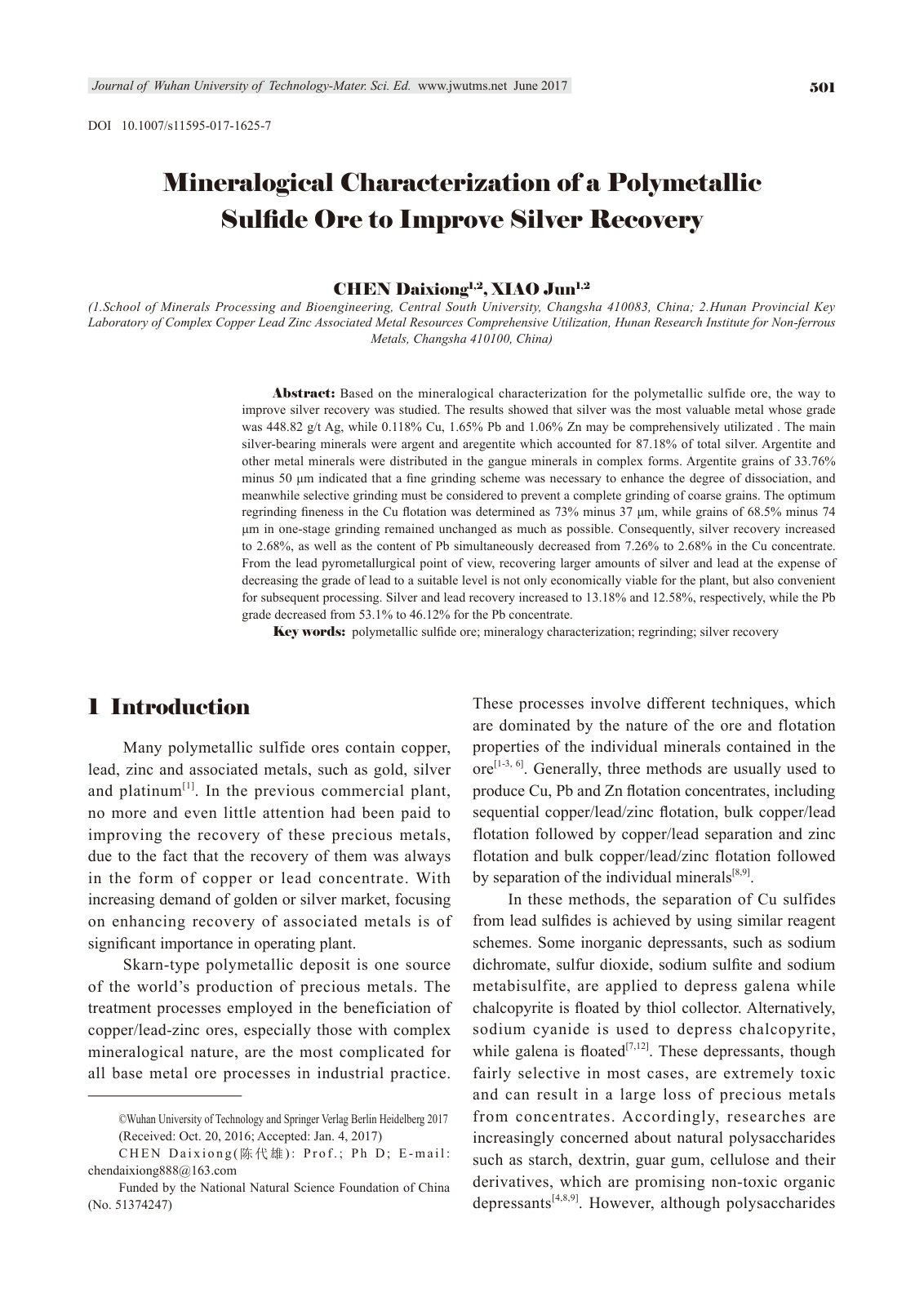 First page of Mineralogical characterization of a poly