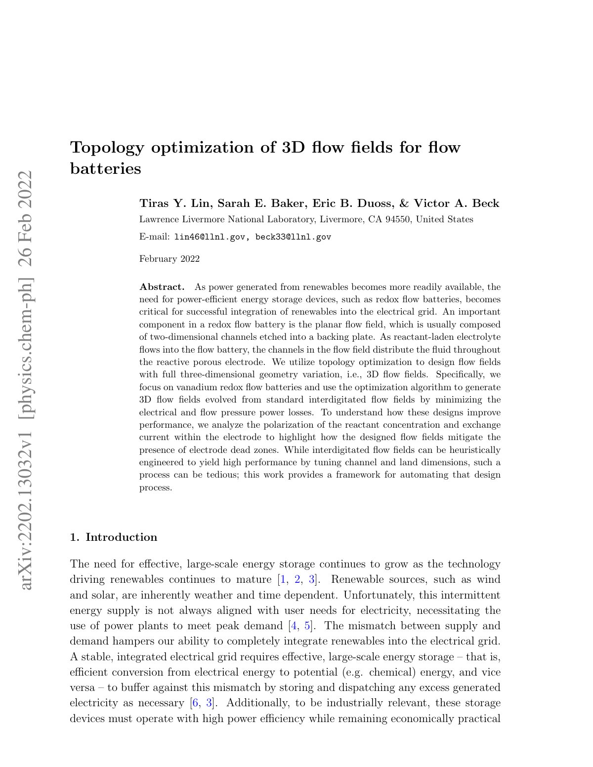 First page of Topology optimization of 3D ﬂow ﬁelds for ﬂow