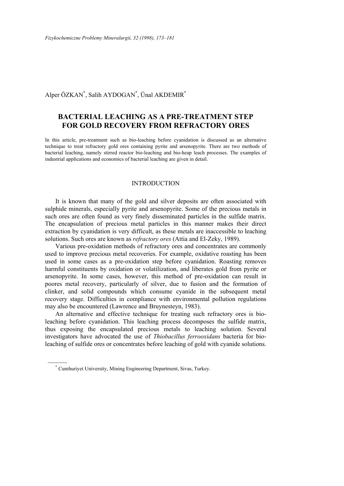 First page of Bacterial Leaching as a Pre Treatment St (1)