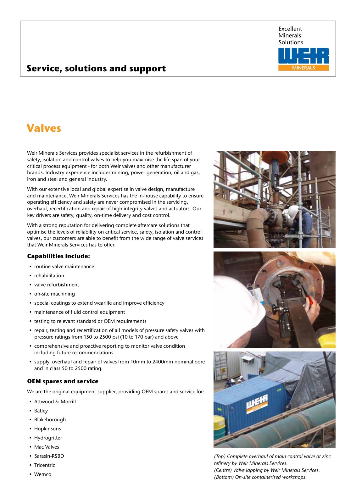 First page of Service solutions & support Valves PREVIEW