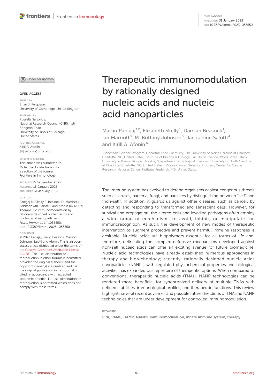 First page of Therapeutic immunomodulation by rational