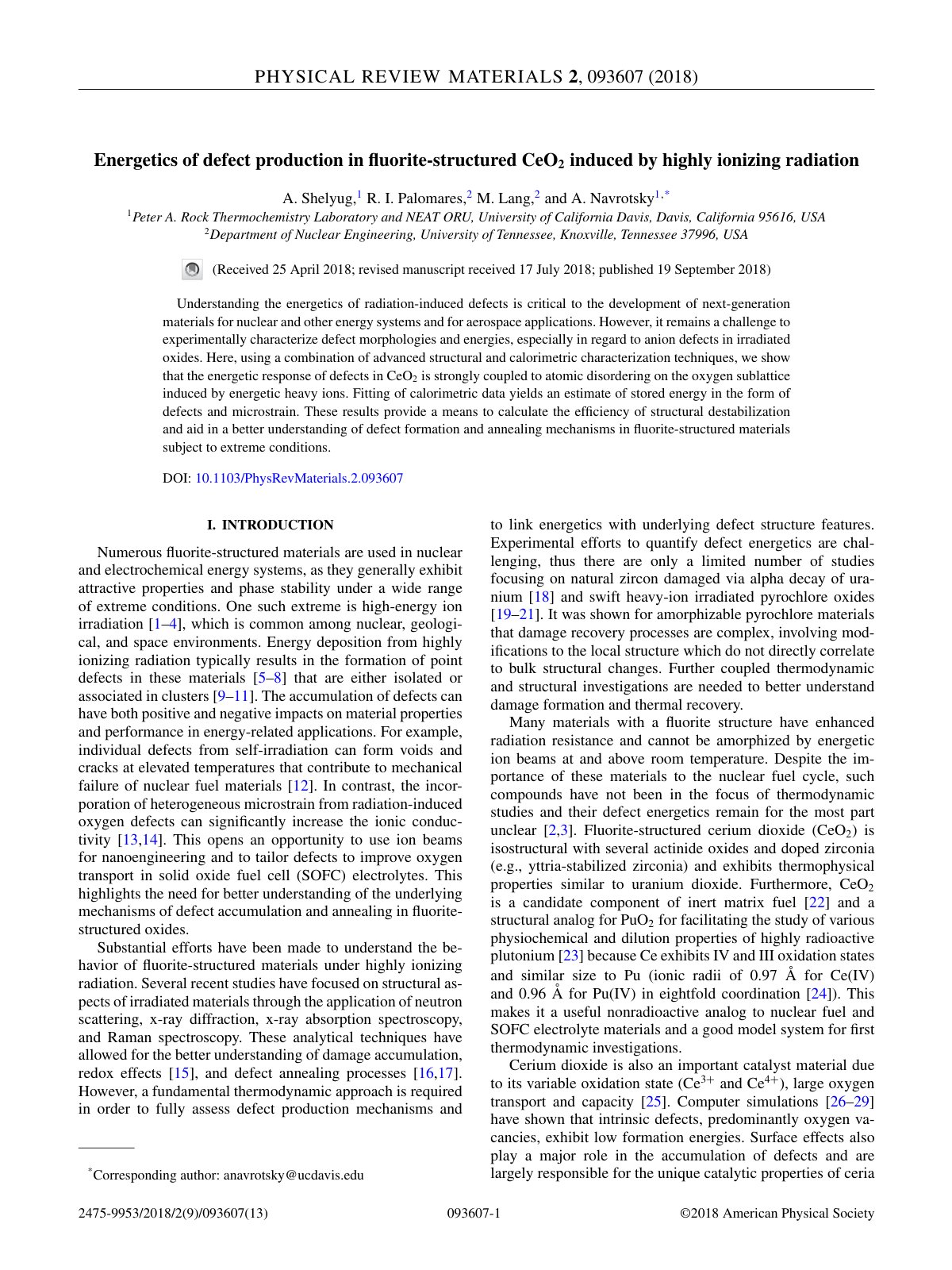 First page of Energetics of defect production in fluor