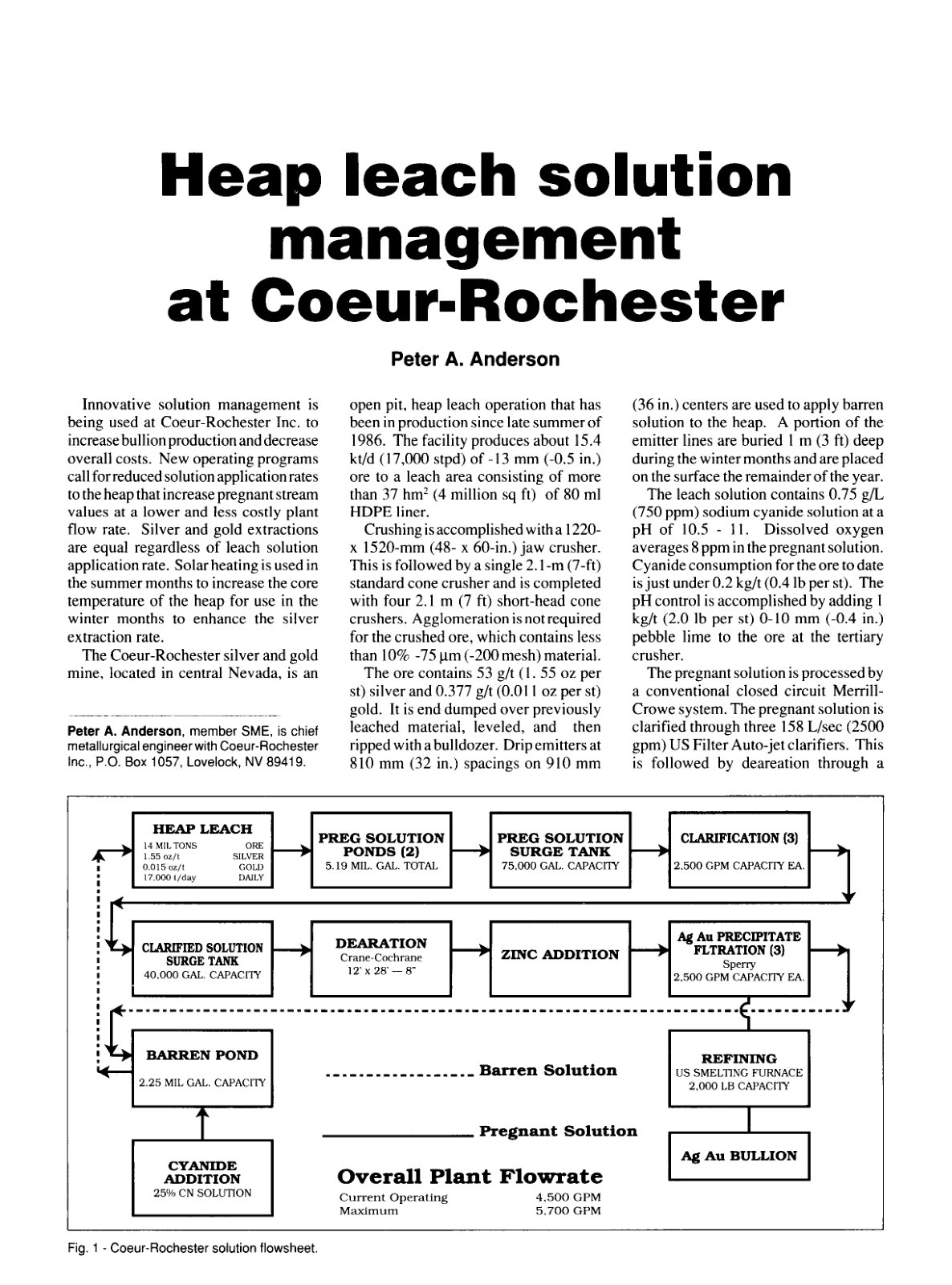 First page of Heap leach solution management at Coeur Rochester