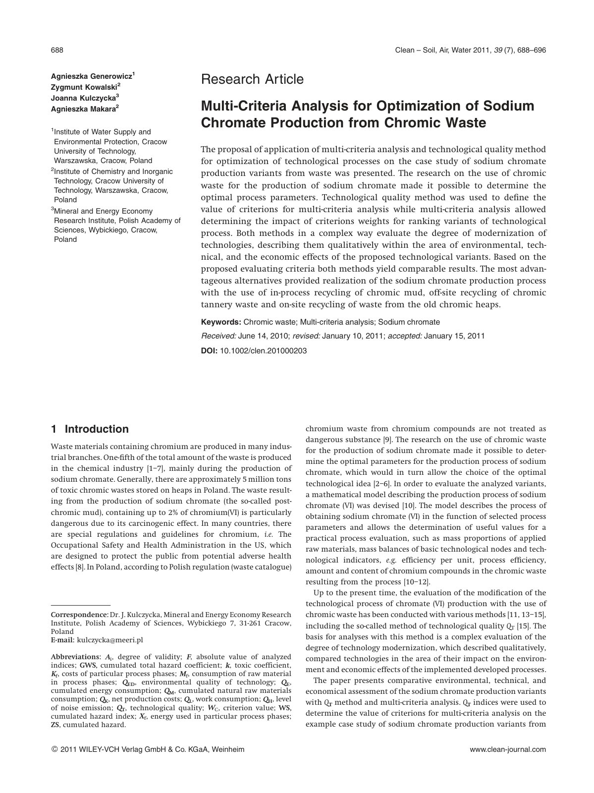 First page of Multi Criteria Analysis for Optimization