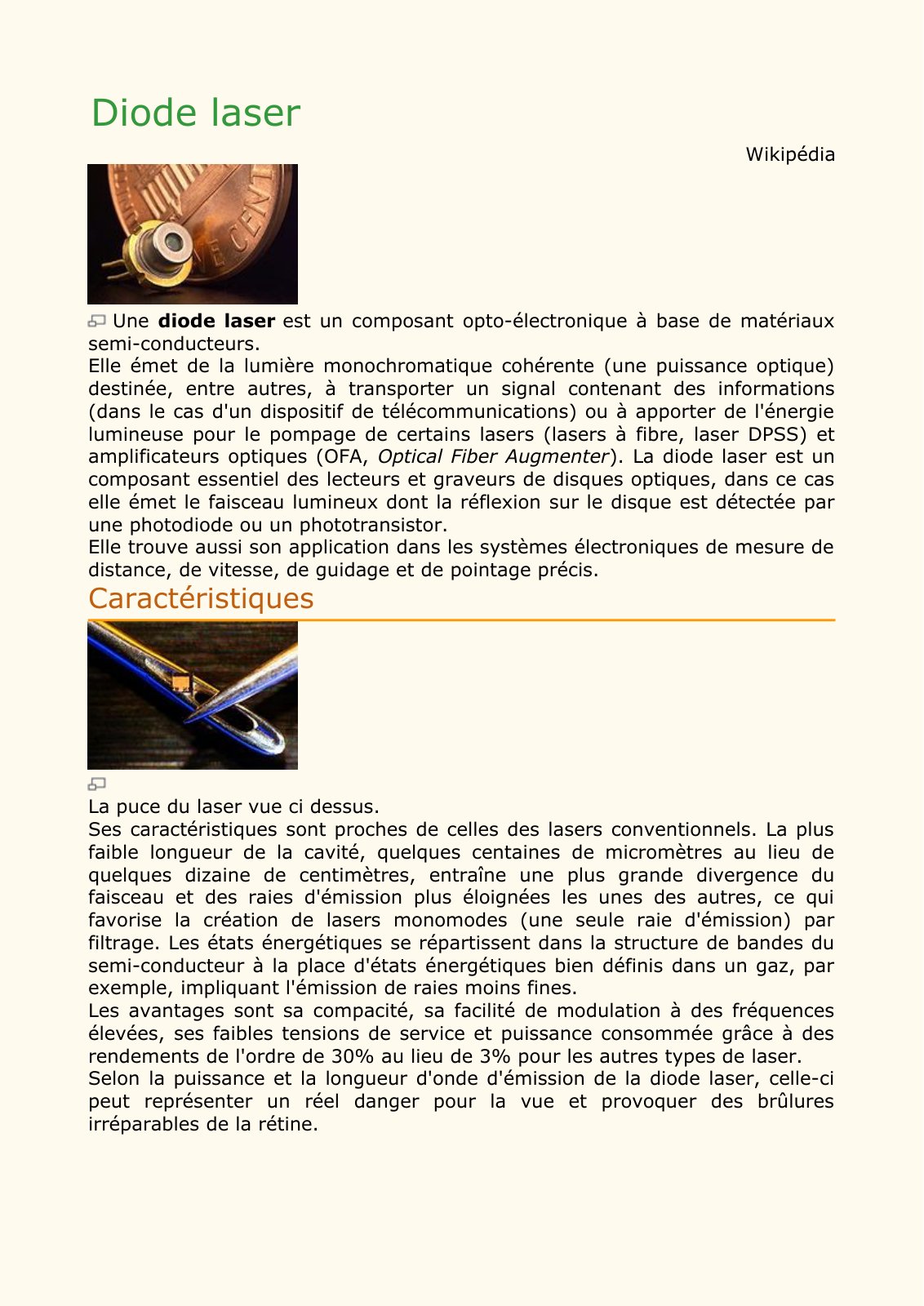 First page of diode laser