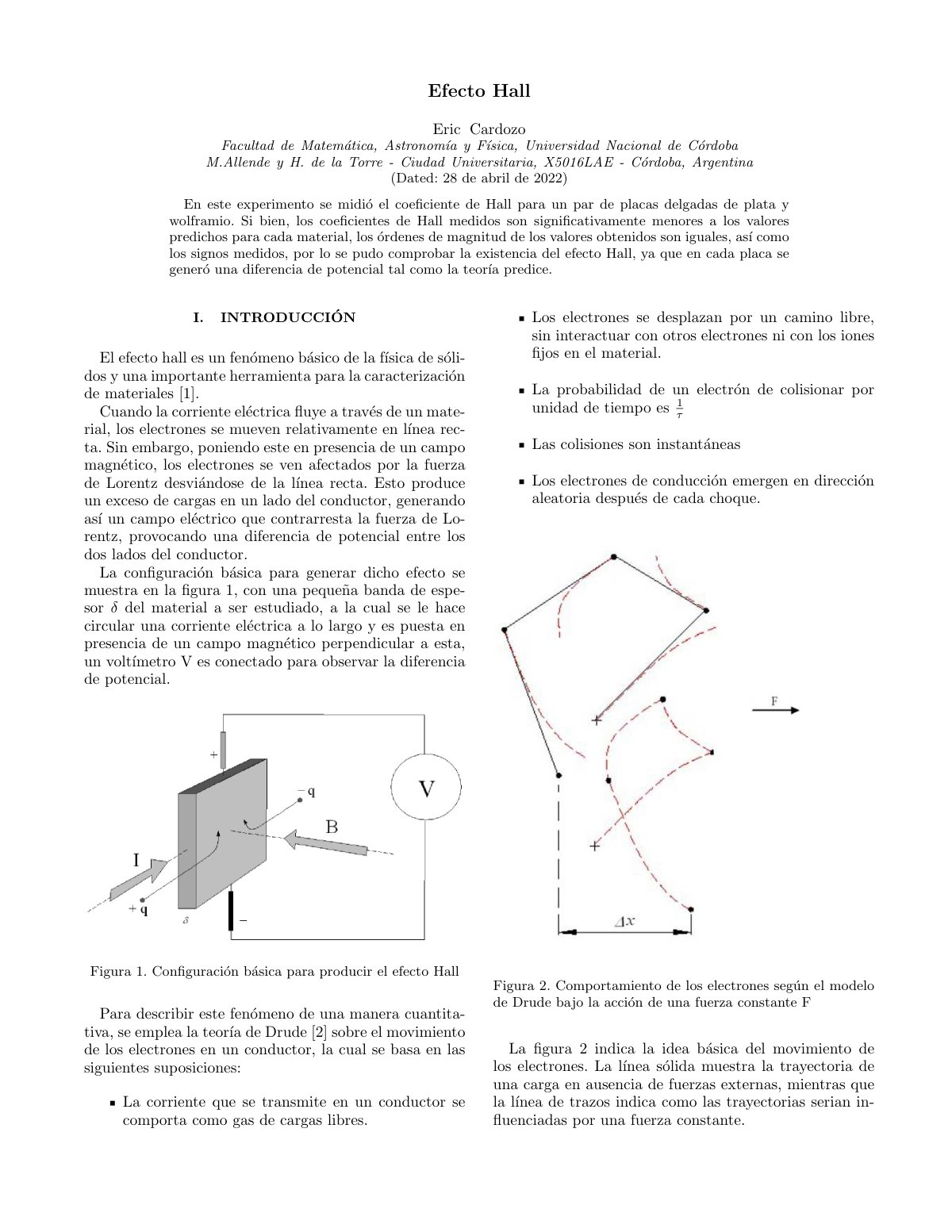 First page of Efecto Hall