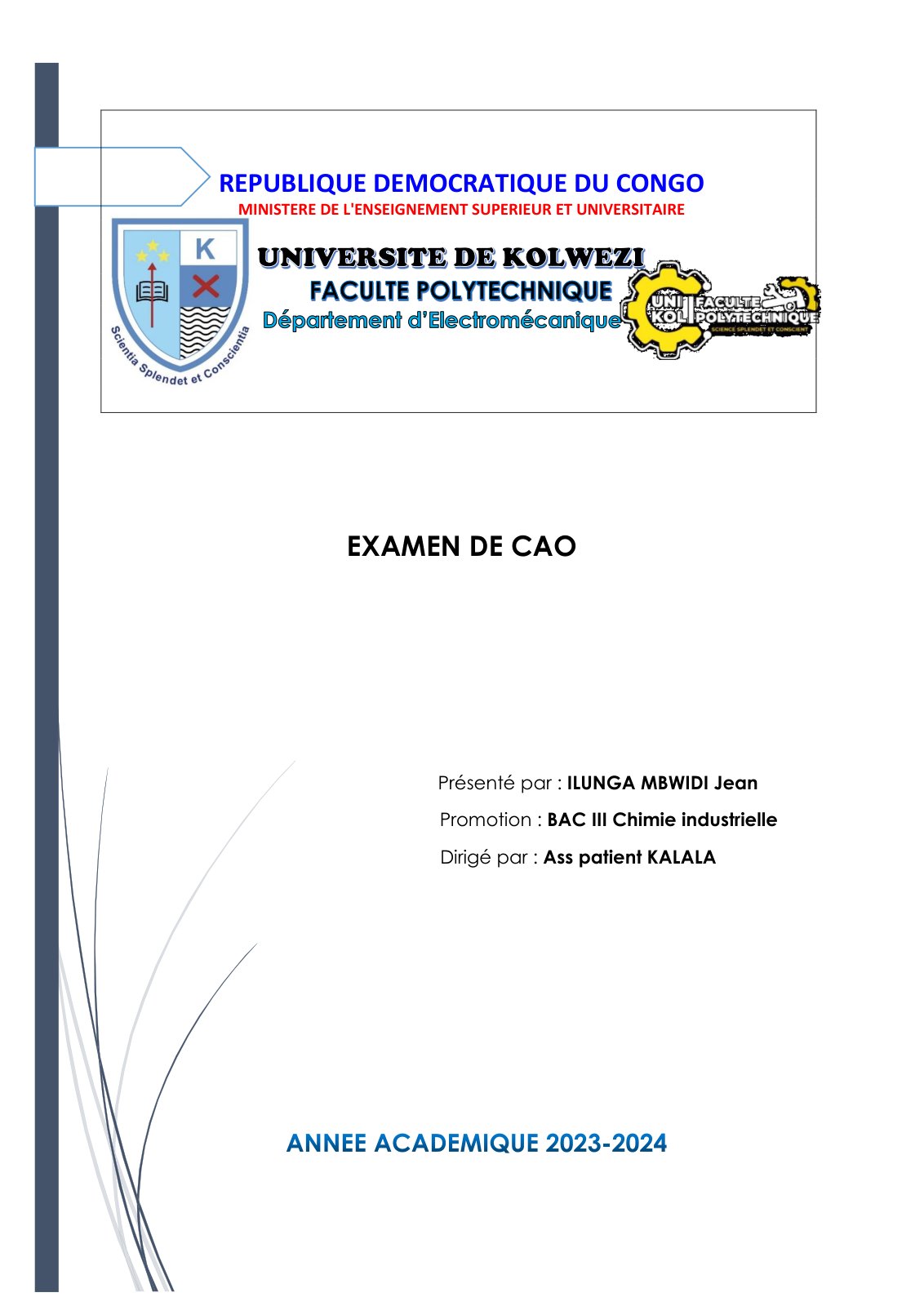 First page of EXAMEN CAO JEAN