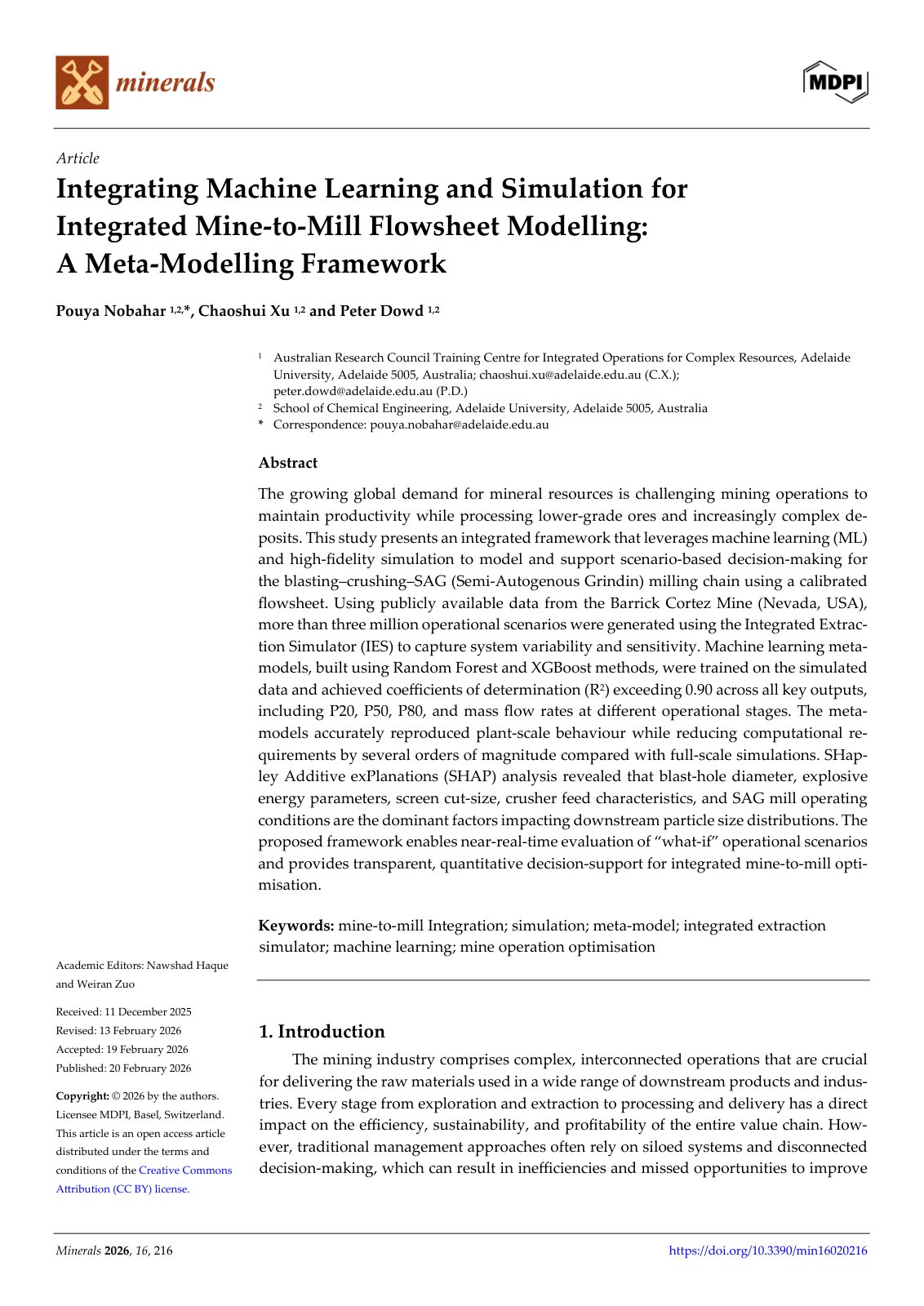 First page of Minerals 2026, 16, 216
