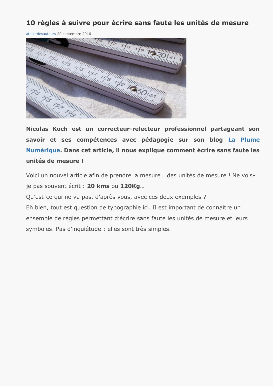 First page of ecriture unites mesure