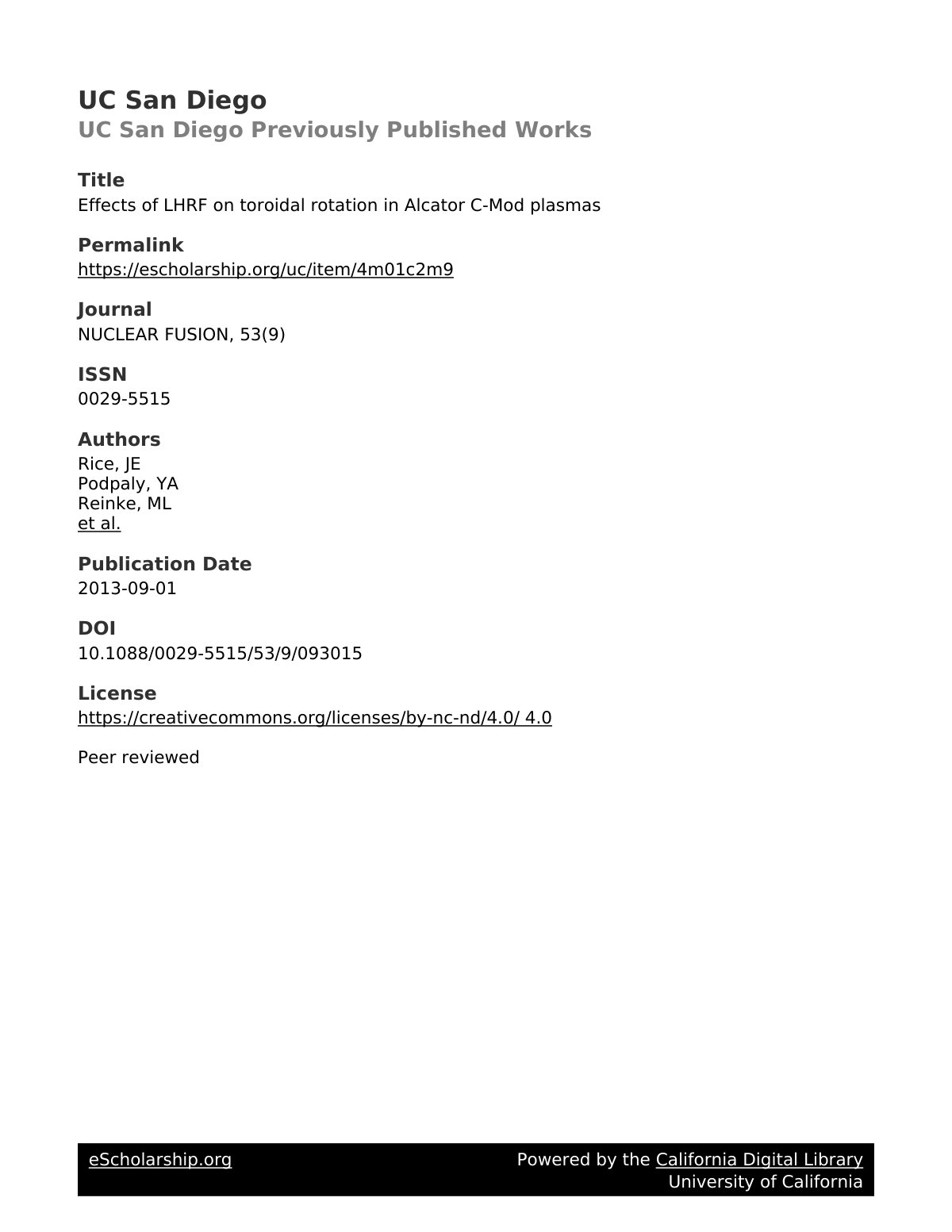 First page of Effects of LHRF on toroidal rotation in