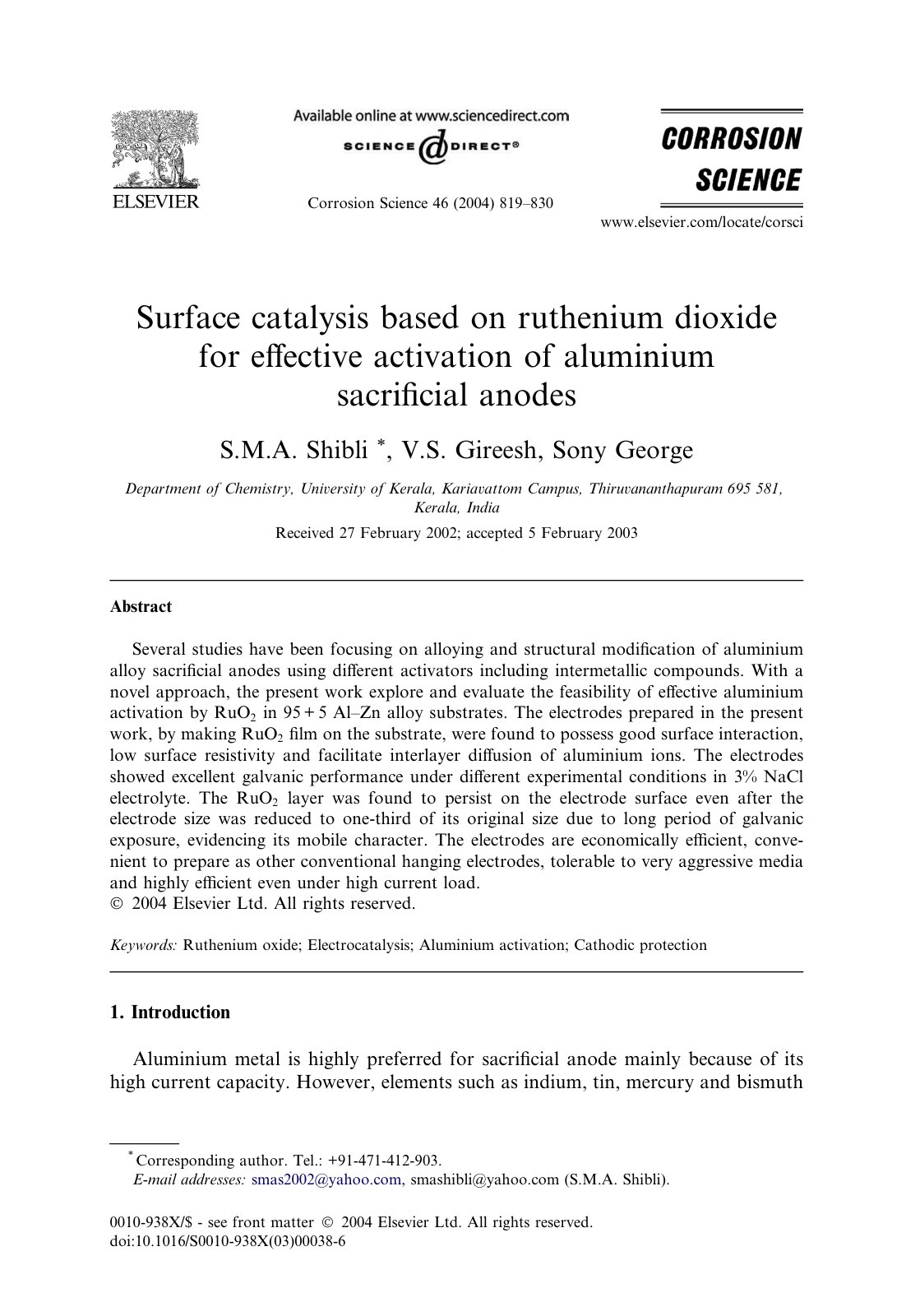 First page of Surface catalysis based on ruthenium dio