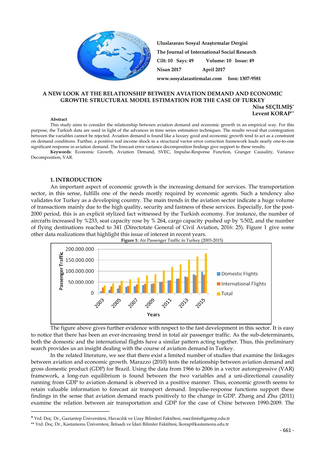 First page of A NEW LOOK AT THE RELATIONSHIP BETWEEN AVIATION DEMAND AND ECONOMIC GROWTH: STRUCTURAL MODEL ESTIMATION FOR THE CASE OF TURKEY