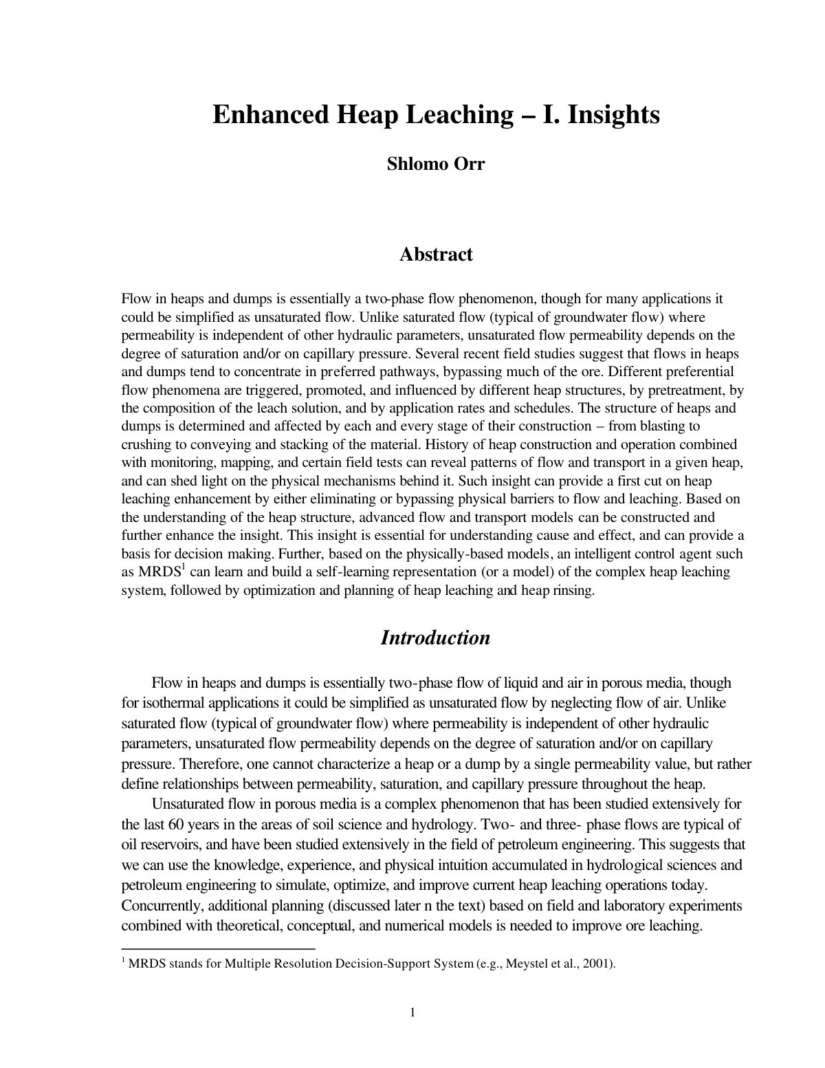 First page of Enhanced Heap Leaching I Insights