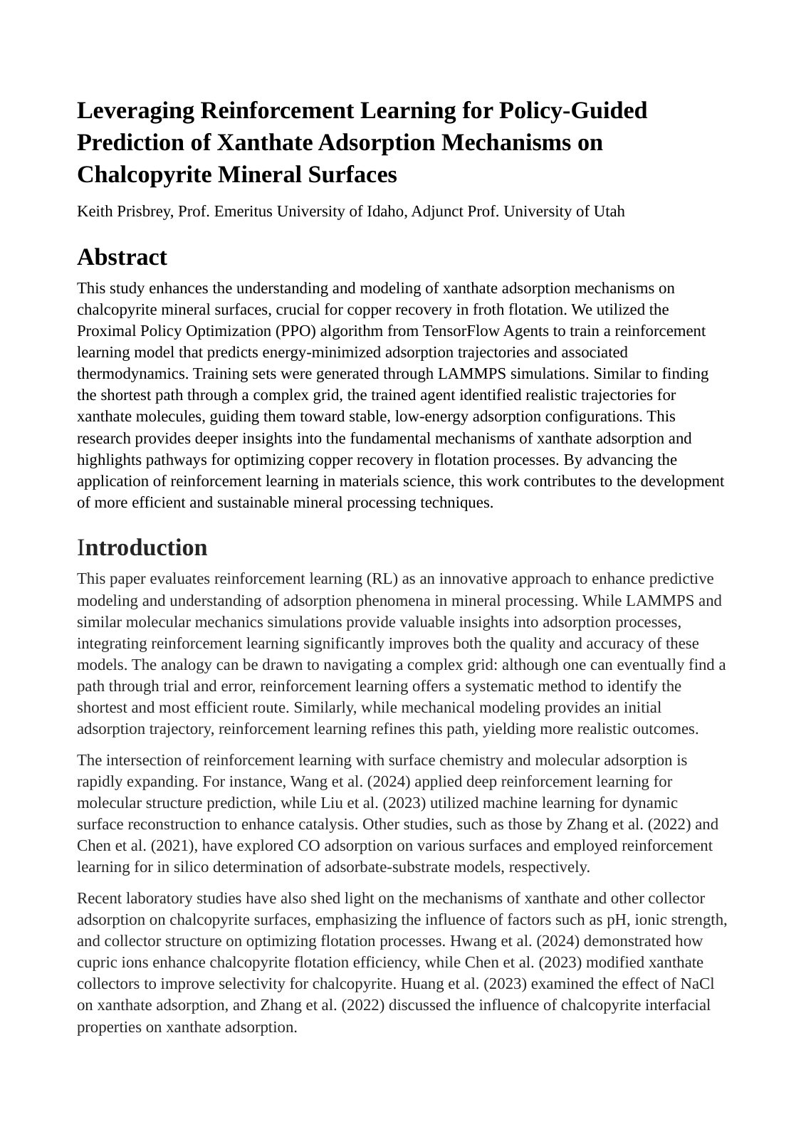 First page of Leveraging Reinforcement Learning for Po