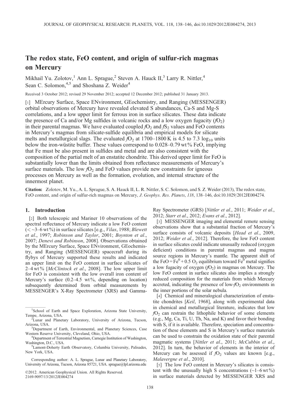 First page of The redox state FeO content and origin o