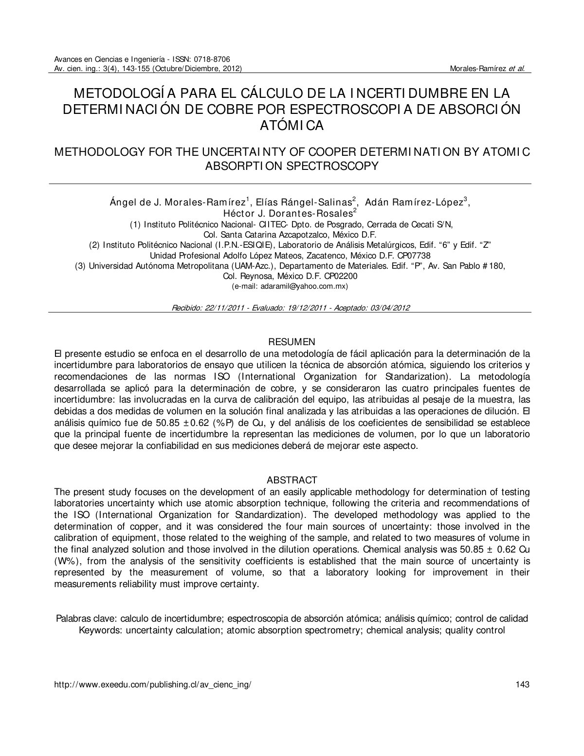 First page of Metodologia poara el calculo de la incer