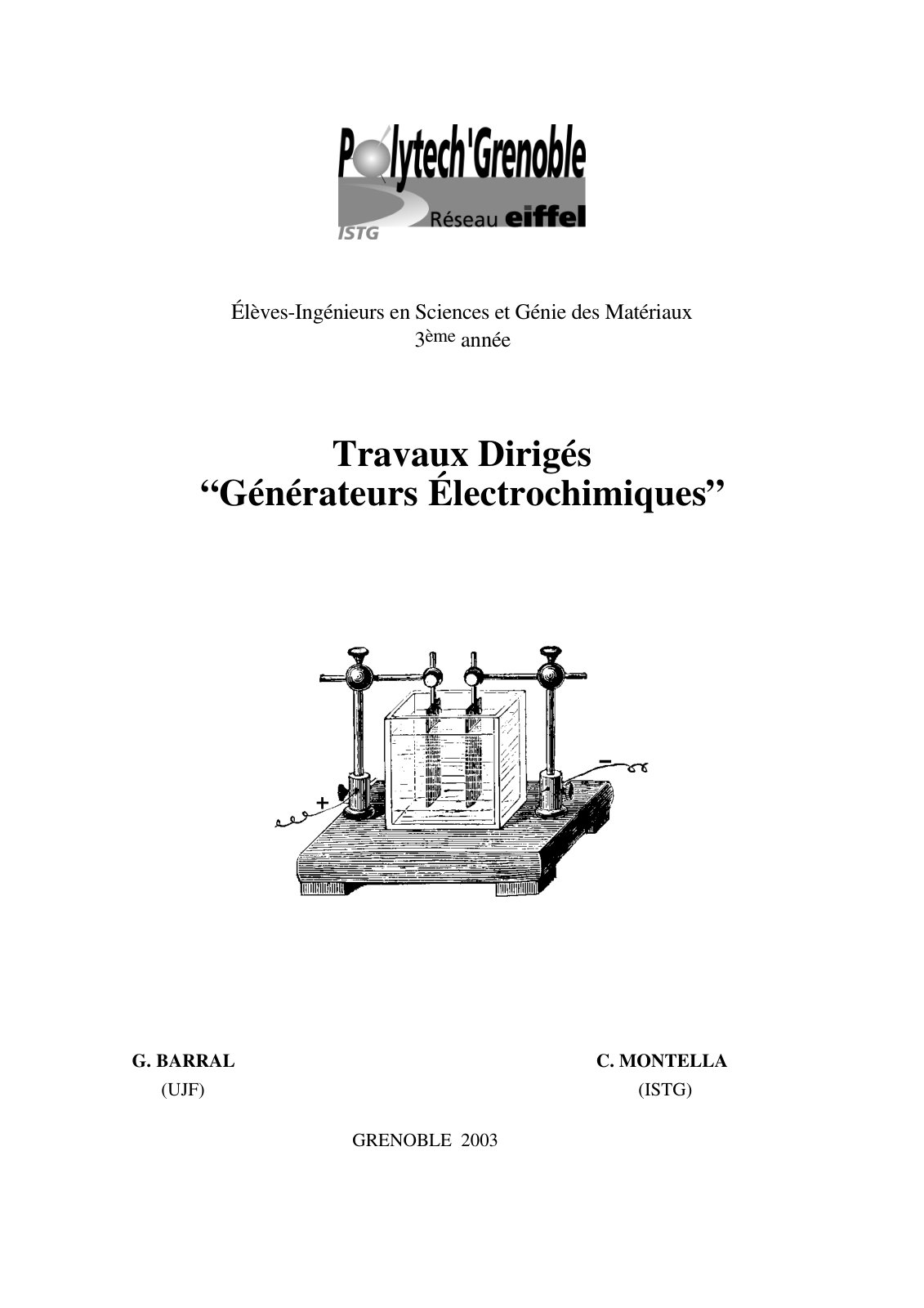 First page of generateurs electrochimiques
